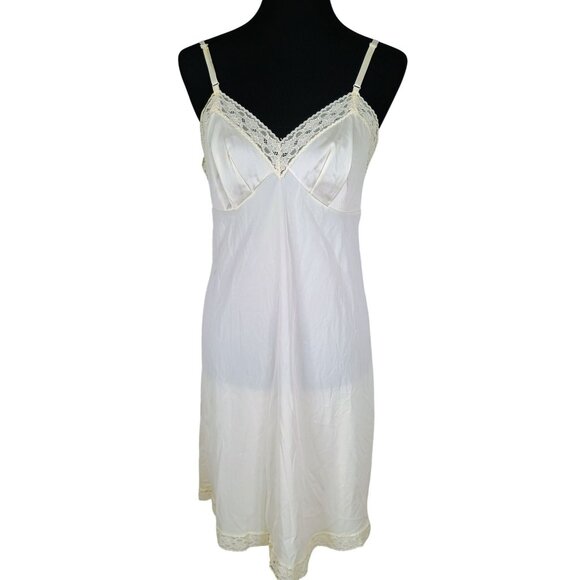 Vanity Fair‎ Off White Size 36/22 Nylon Lace Slip Dress - Picture 1 of 8